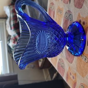 Fostoria Cobalt Pitcher Mt.Vernon gravy boat,euc,vintage